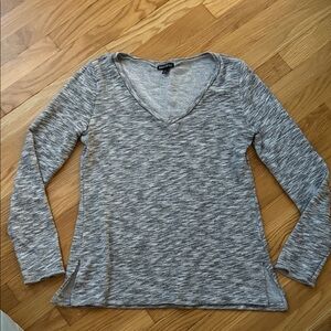 J. Crew Heathered Gray Long Sleeve V-Neck Top